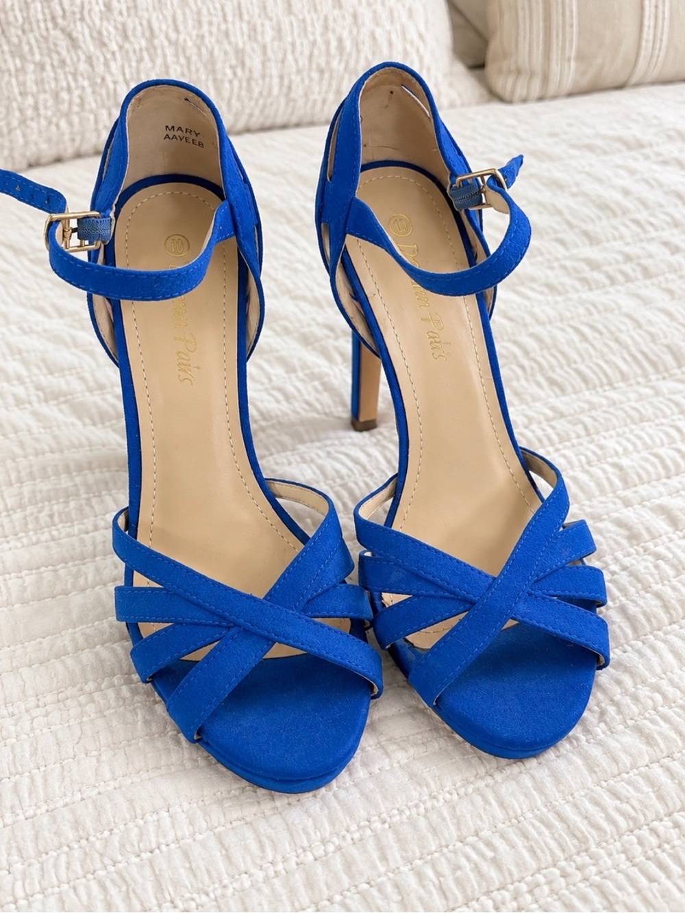 Cobalt Blue Strappy Suede High-Heel Stilleto